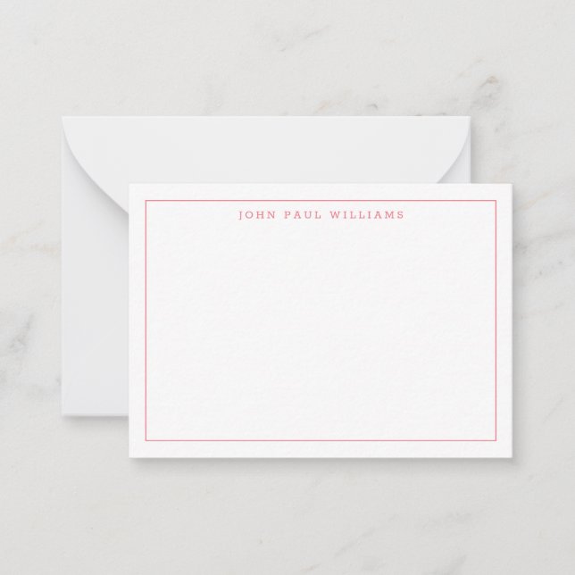 Tarjeta Pequeña Girly Punch Profesional Pink Simple Delgado Borde (Anverso)
