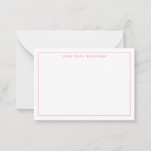 Tarjeta Pequeña Girly Punch Profesional Pink Simple Delgado Borde