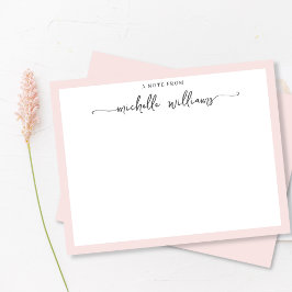 Tarjeta Pequeña Girly Rubor Elegant Calligraphy Script Note