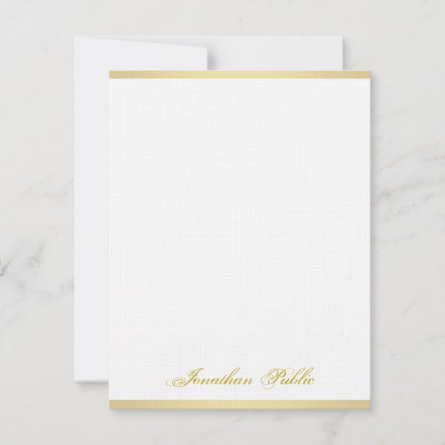 Tarjeta Pequeña Glamour Gold Hand Script Simple Template Linner (Anverso)