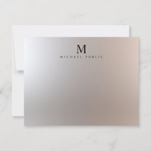 Tarjeta Pequeña Glamour Plata Personalizado Monograma moderno eleg