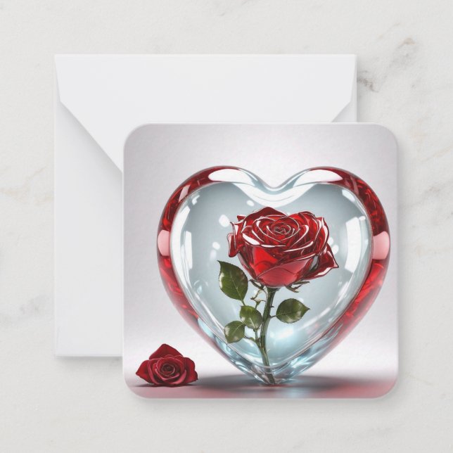 Tarjeta Pequeña Glasherz mit Rosen-Karte / Glass heart with roses  (Anverso)