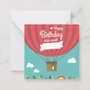 Tarjeta Pequeña Globo Aerostático Cumpleaños