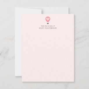 Tarjeta Pequeña Globo de aire caliente del corazón Pastel Baby Sho