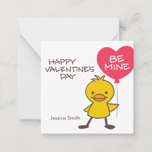 Tarjeta Pequeña Globo de San Valentín Patito de Aula para Niños SE