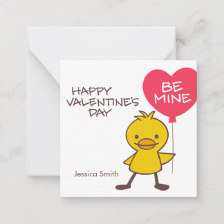 Tarjeta Pequeña Globo de San Valentín Patito de Aula para Niños SE
