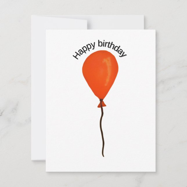 Tarjeta Pequeña globo naranja feliz cumpleaños (Anverso)