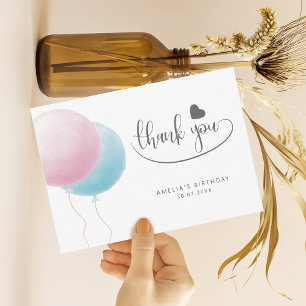 Tarjeta Pequeña Globos de Pastel Cumpleaños Presupuesto Gracias