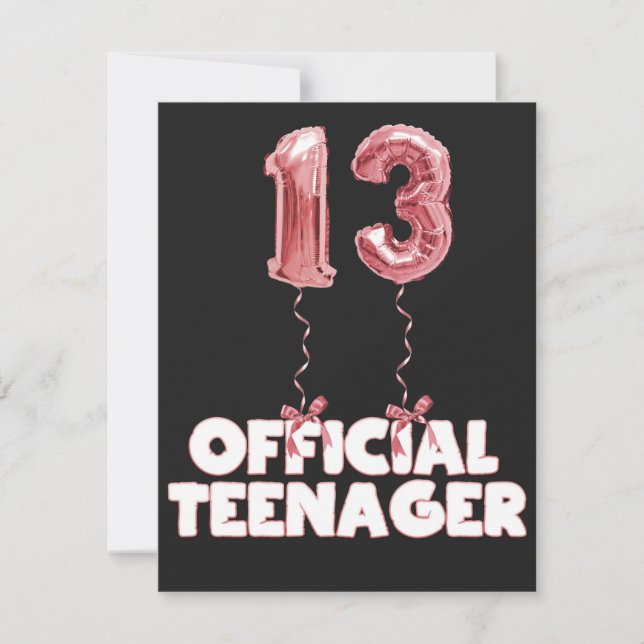 Tarjeta Pequeña Globos oficiales de Relieve metalizado adolescente (Anverso)
