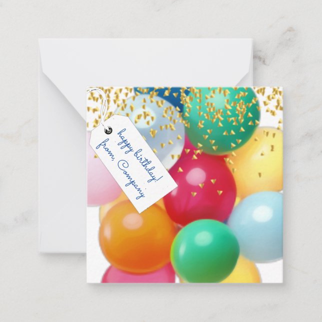 Tarjeta Pequeña Globos personalizados confietti cumpleaños de alta (Anverso)