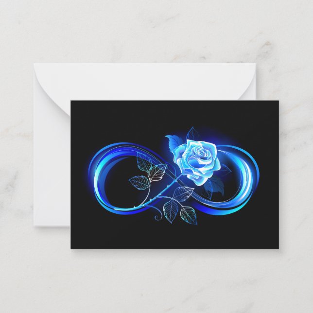 Tarjeta Pequeña Glowing infinity with blue rose (Anverso)