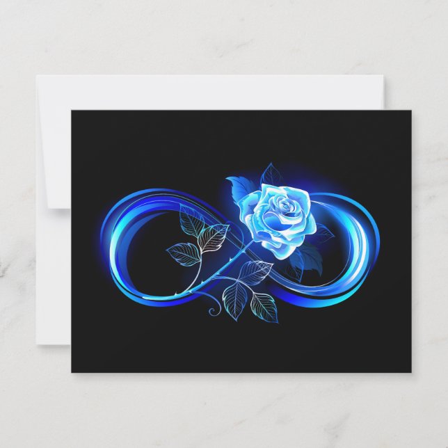 Tarjeta Pequeña Glowing infinity with blue rose (Anverso)