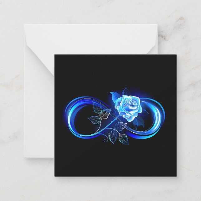 Tarjeta Pequeña Glowing infinity with blue rose (Anverso)