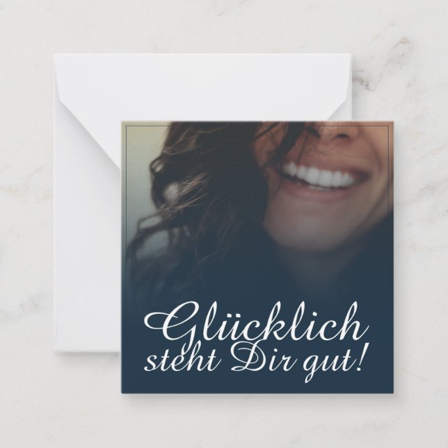Tarjeta Pequeña ¡Glücklich steht Dir gut! - Blau (Anverso)