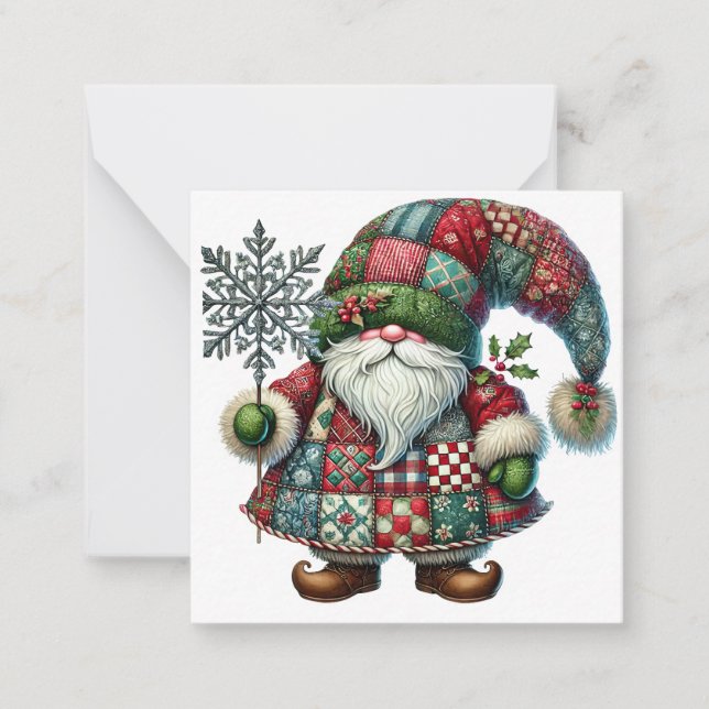 Tarjeta Pequeña Gnome de los Navidades pequeños (Anverso)