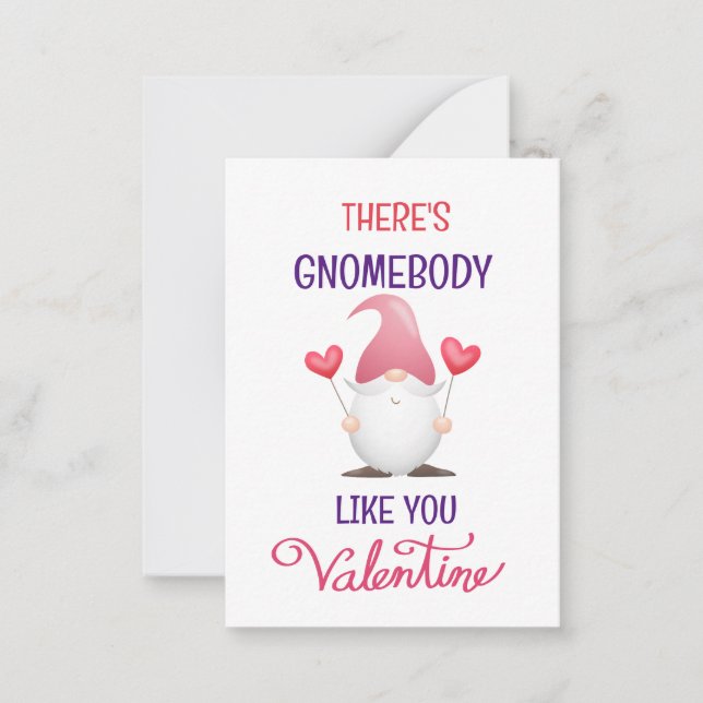 Tarjeta Pequeña Gnome Kids Valentines (Anverso)