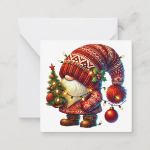 Tarjeta Pequeña Gnomo Navideño Adorable