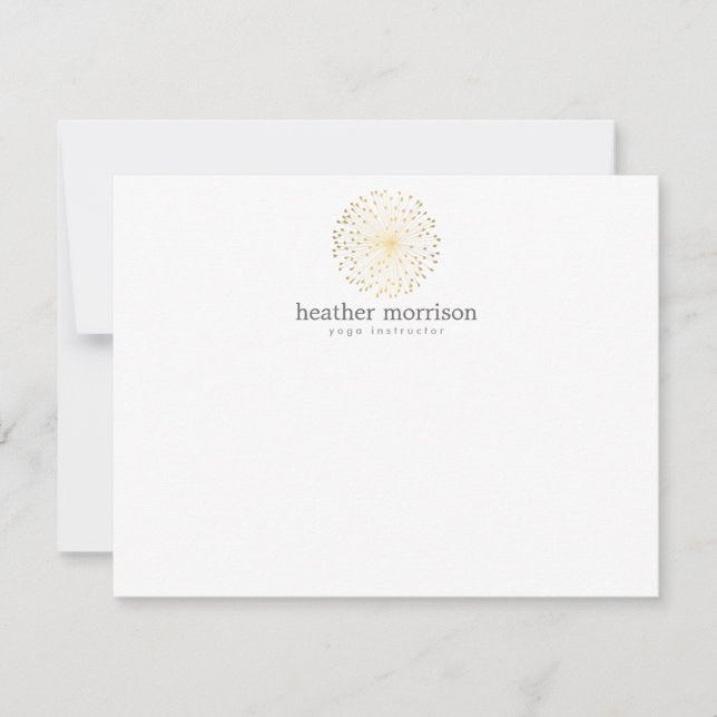 Tarjeta Pequeña GOLD DANDELION STARBURST LOGO en WHITE Notecard (Anverso)