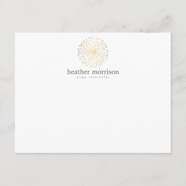 Tarjeta Pequeña GOLD DANDELION STARBURST LOGO en WHITE Notecard (Anverso)