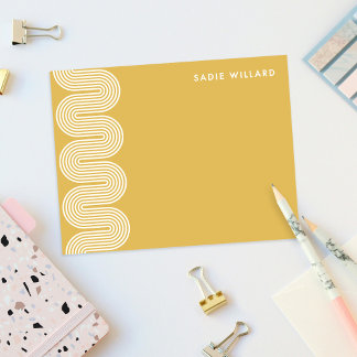 Tarjeta Pequeña Gold Lombard Wavy Lines Modern Stationery Card