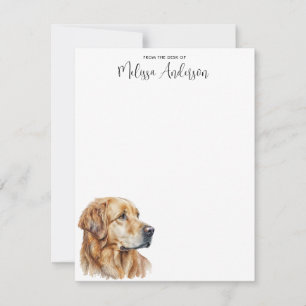 Tarjeta Pequeña Golden Retriever Dog Modern Watercolor Personalize