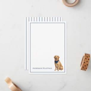 Tarjeta Pequeña Golden Retriever Elegante y Rayas