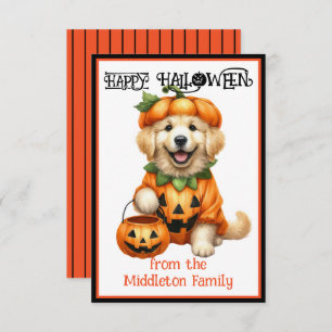 Tarjeta Pequeña Golden Retriever Puppy Dog Happy Halloween