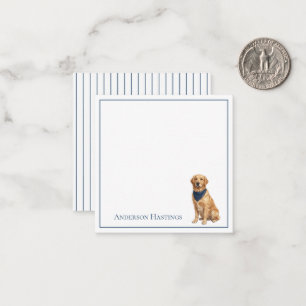 Tarjeta Pequeña Golden Retriever y rayas elegantes