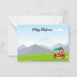 Tarjeta Pequeña Golf con nombre Feliz Navidad Papá Noel