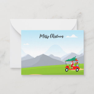 Tarjeta Pequeña Golf con nombre Feliz Navidad Papá Noel