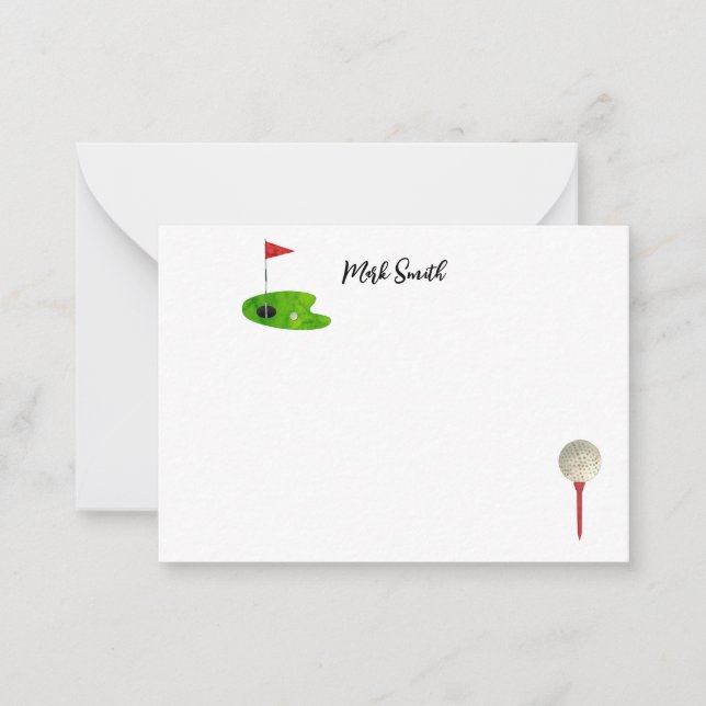 Tarjeta Pequeña Golf con nombre para golfista (Anverso)