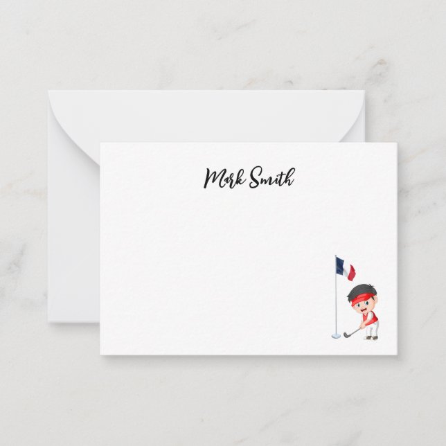 Tarjeta Pequeña Golf con nombre para golfista francés (Anverso)