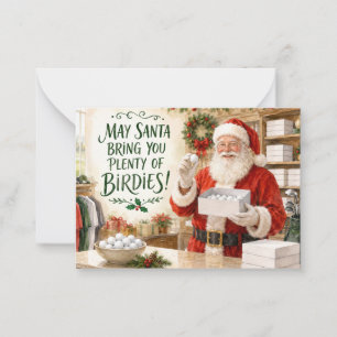 Tarjeta Pequeña Golf navidad Santa golfista vida diaria