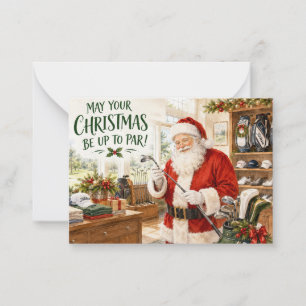 Tarjeta Pequeña Golf navidad Santa golfista vida diaria