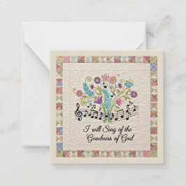 Tarjeta Pequeña Goodness of God quilted look floral music