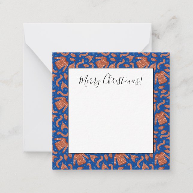 Tarjeta Pequeña Gorra de bufanda de suéter feo de Navidad rojo bla (Anverso)