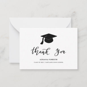 Tarjeta Pequeña Gorra de Graduación Moda Guión Moderno Gracias Not