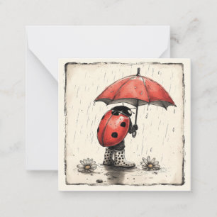 Tarjeta Pequeña Gotas de lluvia y lluvia o resina: Ladybug