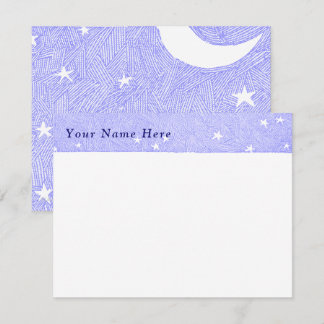 Tarjeta Pequeña Grabado personalizado de Luna Azul y Estrellas