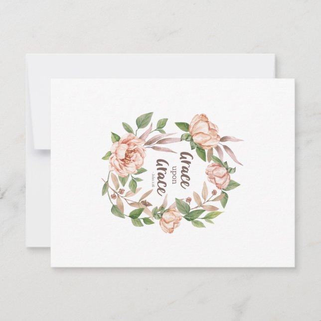 Tarjeta Pequeña Grace Upon Grace - John 1:16 - Floral (Anverso)