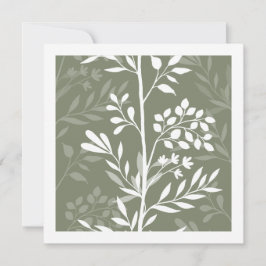 Tarjeta Pequeña Graceful Floral Silhouette Olive Sage Minimal