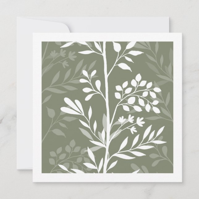 Tarjeta Pequeña Graceful Floral Silhouette Olive Sage Minimal (Anverso)