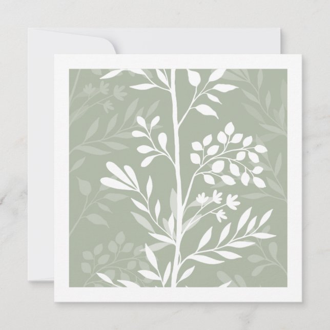 Tarjeta Pequeña Graceful Floral Silhouette Sage Green Minimal (Anverso)