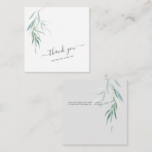 Tarjeta Pequeña Gracias a ArtsApp Colgando Eucalyptus Willow (Anverso / Reverso)