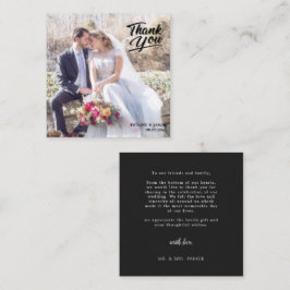 Tarjeta Pequeña Gracias a Black Modern Simple Photo HandLettered