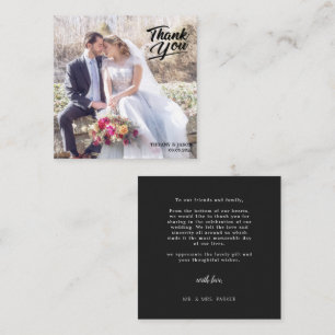 Tarjeta Pequeña Gracias a Black Modern Simple Photo HandLettered