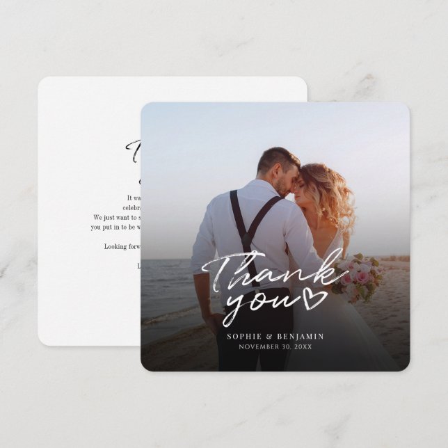 Tarjeta Pequeña Gracias a la mano por la foto moderna de la Moda (Anverso / Reverso)