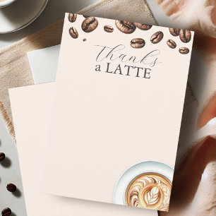 Tarjeta Pequeña Gracias A Latte Coffee Lover Notecards