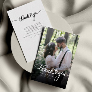 Tarjeta Pequeña Gracias a los Bodas modernos con foto a mano