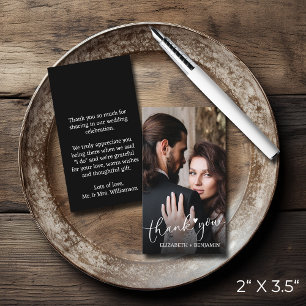 Tarjeta Pequeña Gracias a presupuesto con letras de mano para boda